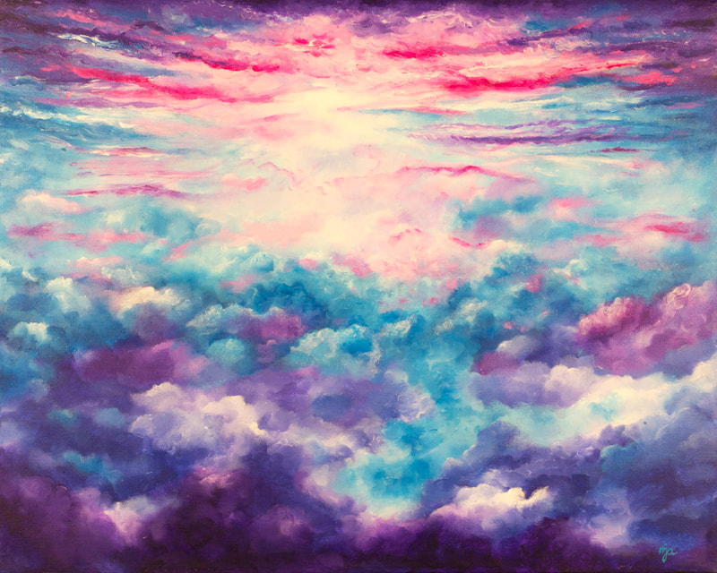 Peaceful, Heavenly Sky with Colorful and Ethereal Clouds